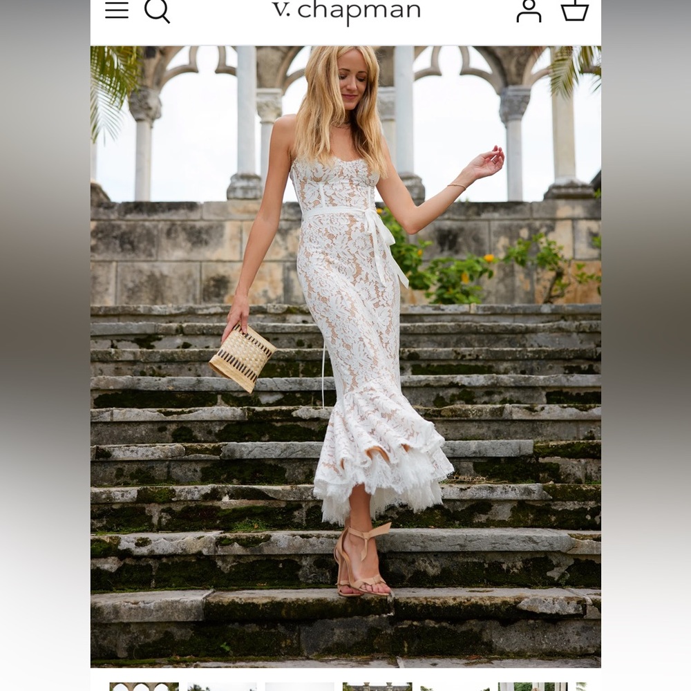 V Chapman Naomi dress in white lace. Size 4. Worn once no signs of wear